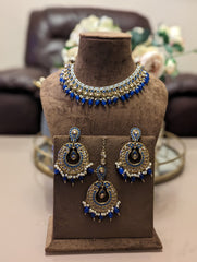 302 blue necklace jewellery set - KundanByNadia