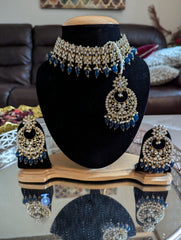 332 335 grey dark blue necklace jewellery set - KundanByNadia