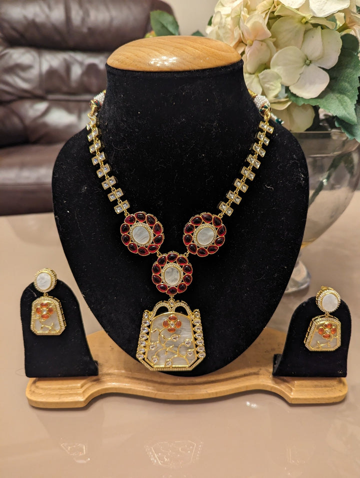 380 393 stunning long mala necklace jewellery set - KundanByNadia