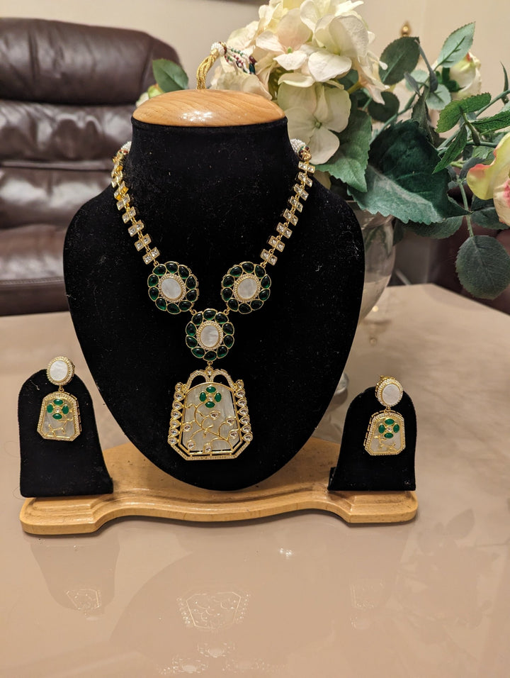 380 393 stunning long mala necklace jewellery set - KundanByNadia