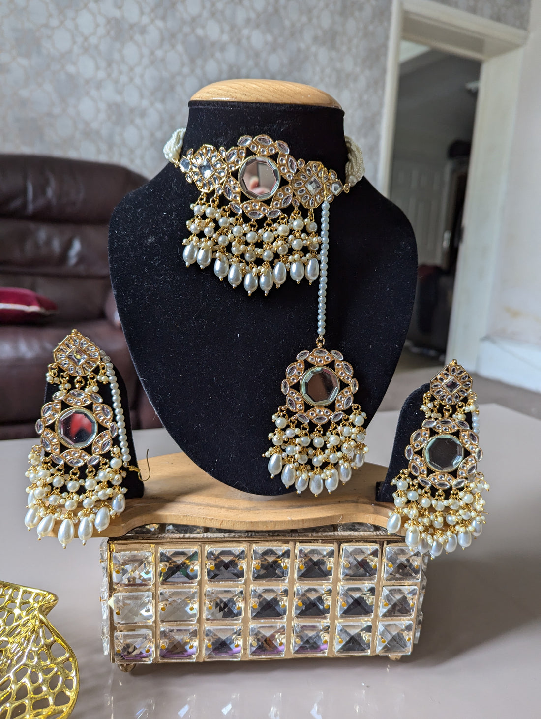 487 488 489 490 491 MIRROR KUNDAN NECKLACE CHOKKAR SET JEWELERY