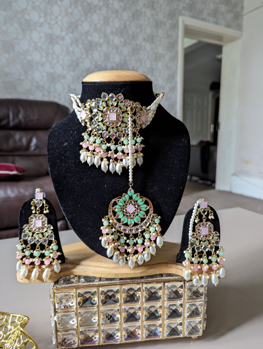 487 488 489 490 491 MIRROR KUNDAN NECKLACE CHOKKAR SET JEWELERY