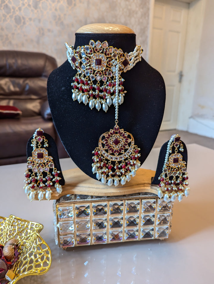 487 488 489 490 491 MIRROR KUNDAN NECKLACE CHOKKAR SET JEWELERY