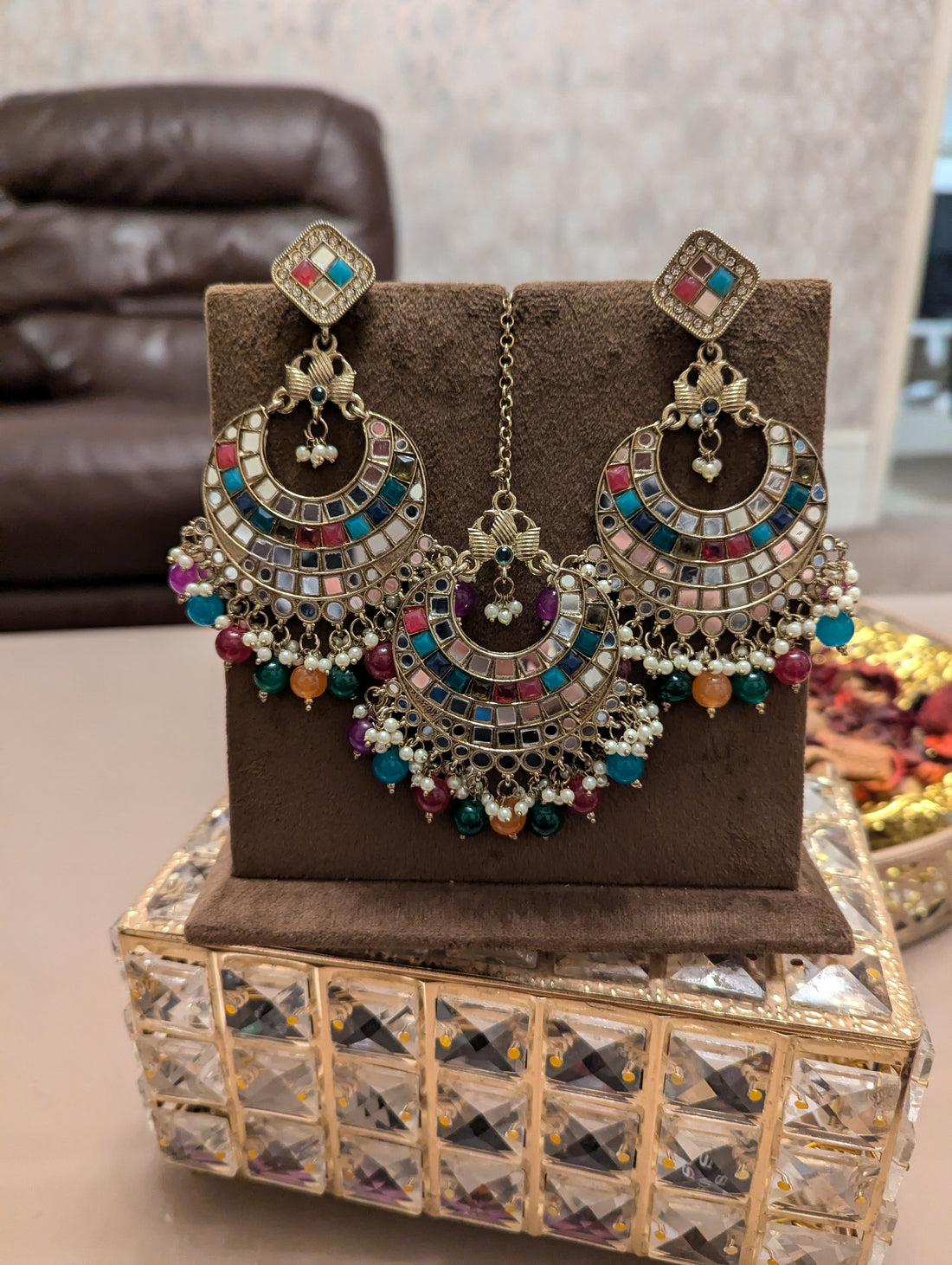 Multicoloured oversized earrings obbssessed jewellery set