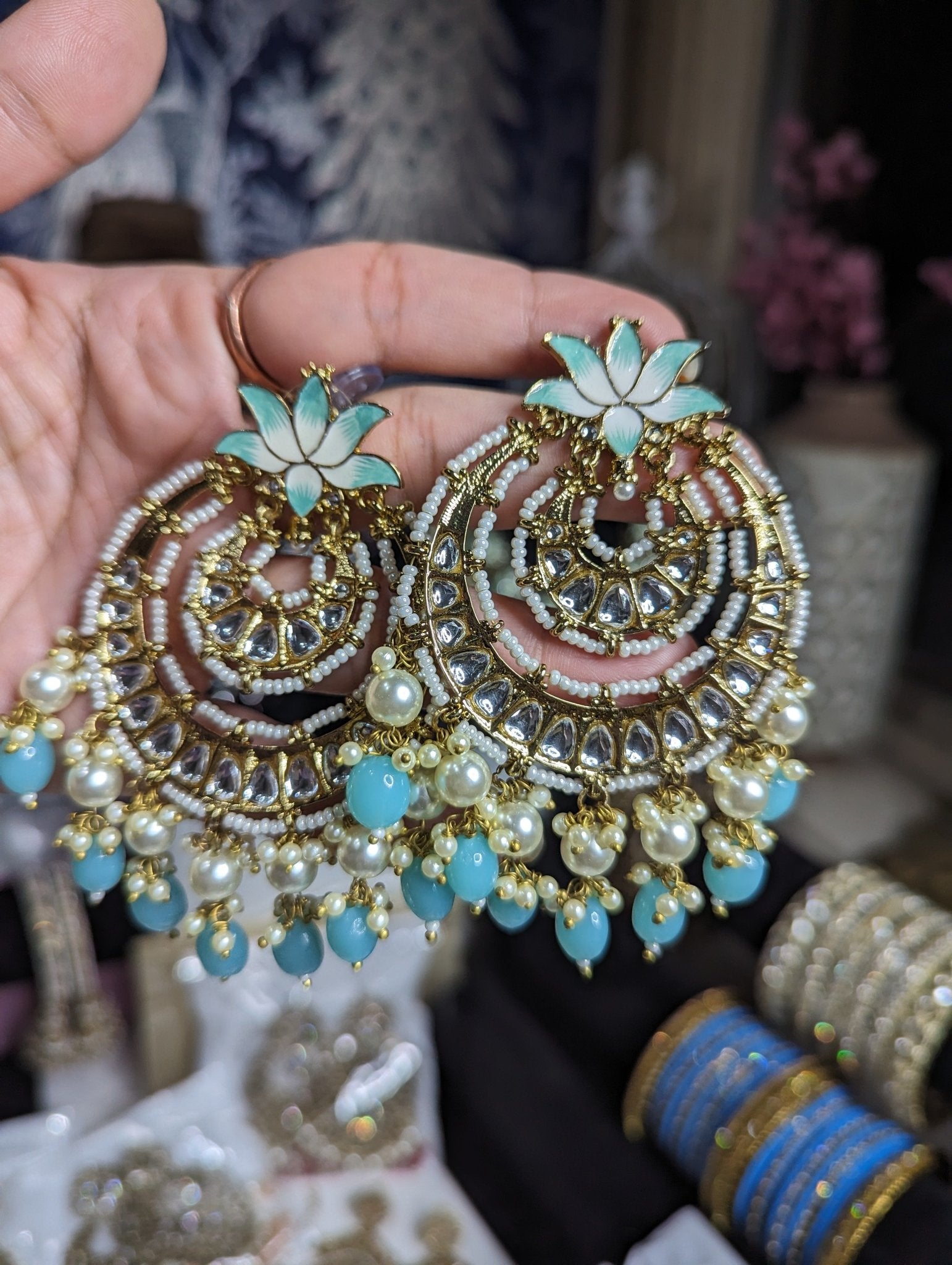 Beautiful hanging earrings jewellery - KundanByNadia