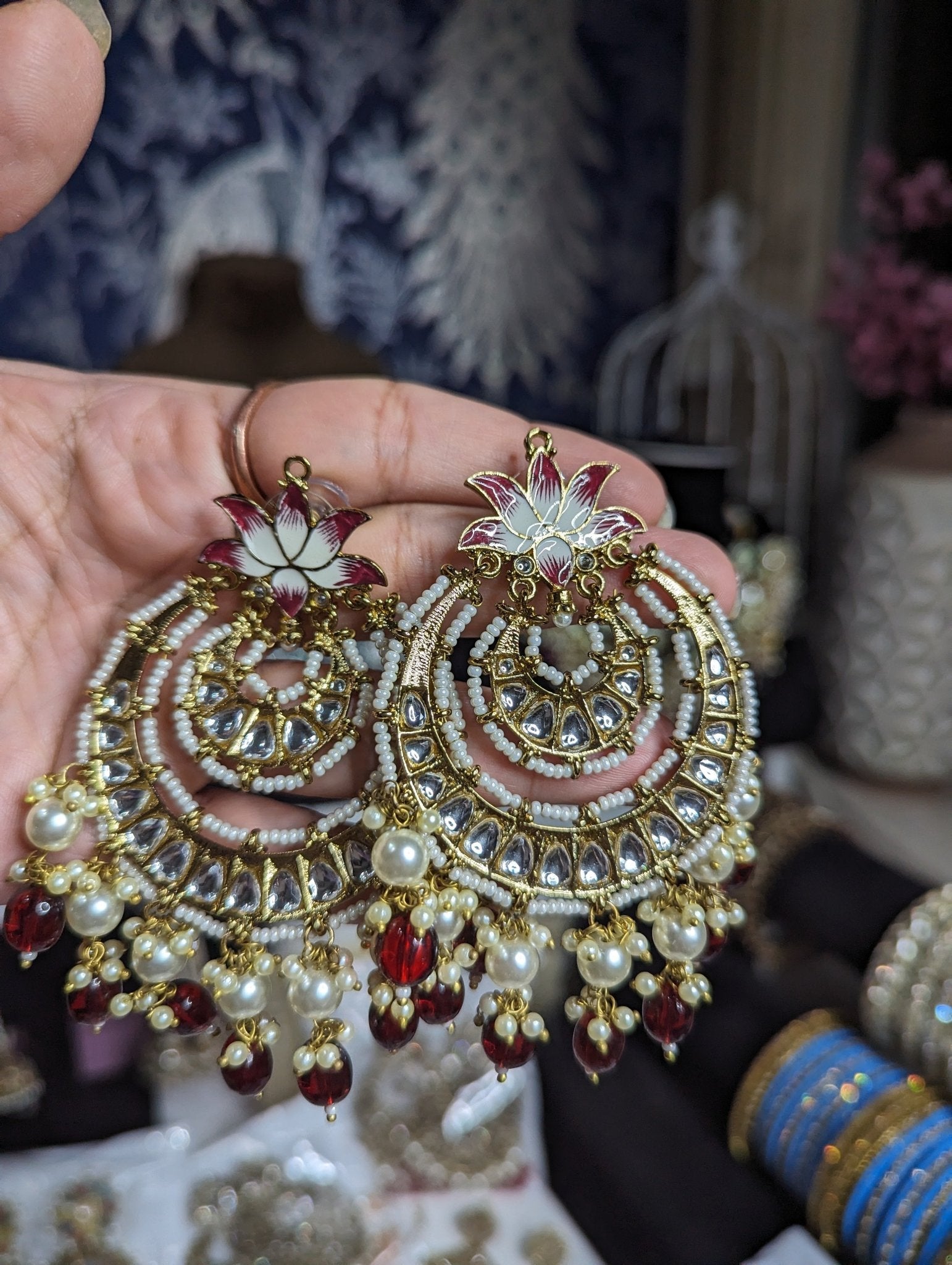 Beautiful hanging earrings jewellery - KundanByNadia