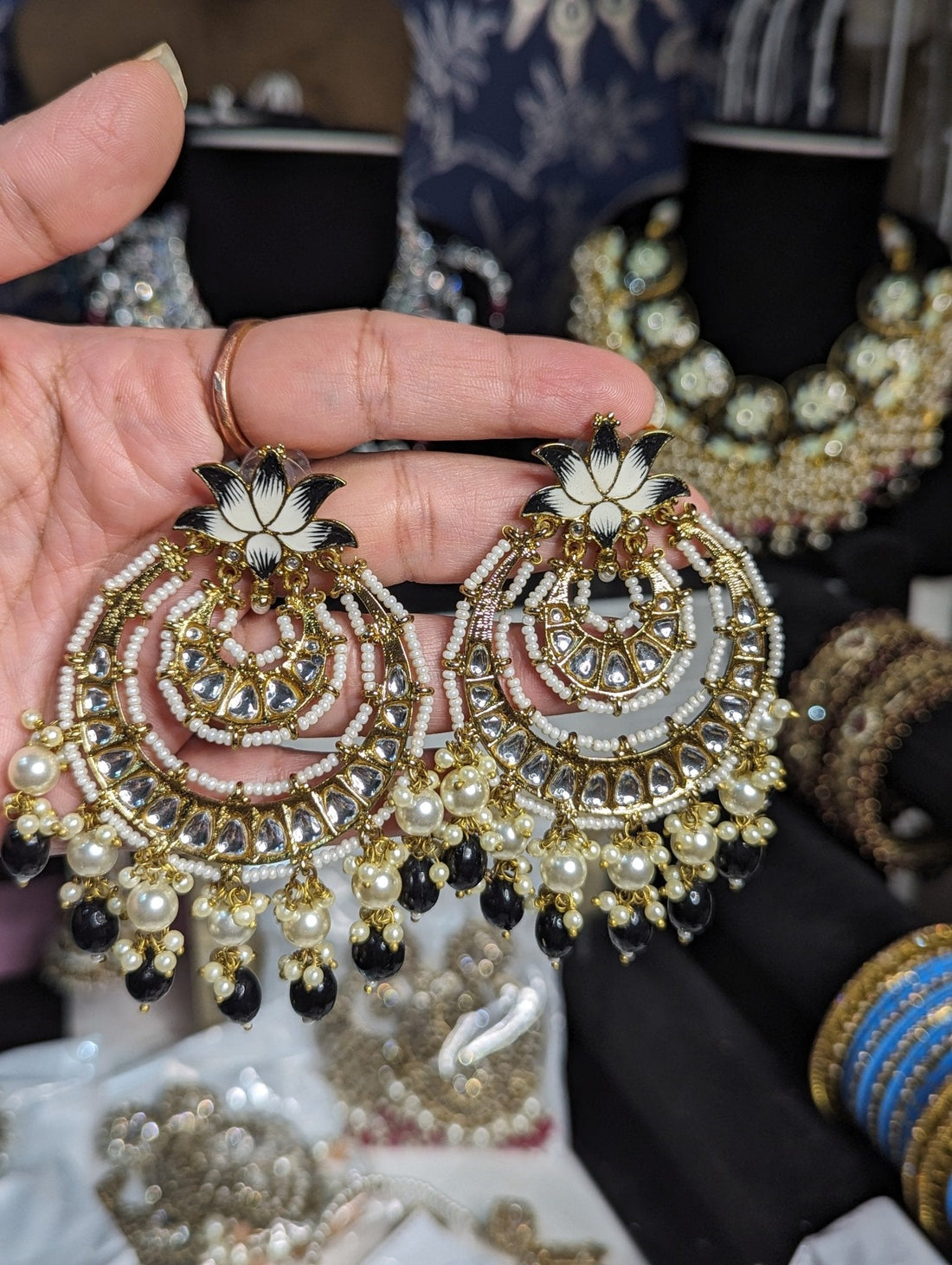 Beautiful hanging earrings jewellery - KundanByNadia