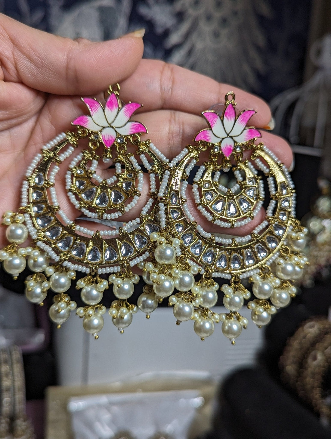 Beautiful hanging earrings jewellery - KundanByNadia