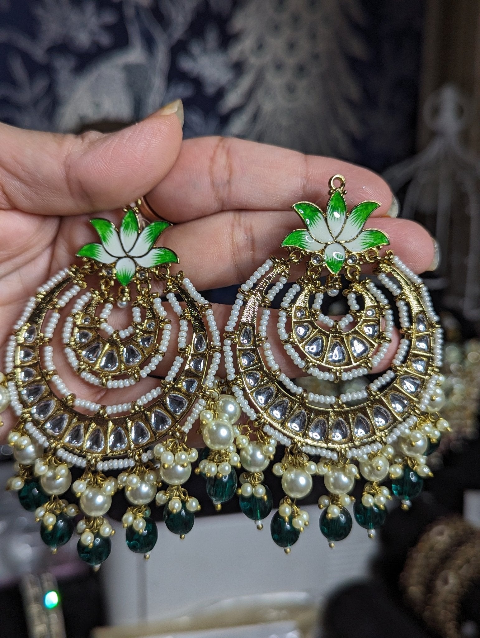 Beautiful hanging earrings jewellery - KundanByNadia