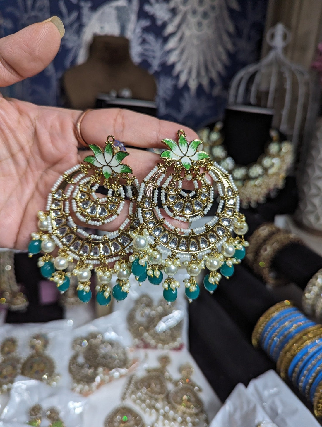 Beautiful hanging earrings jewellery - KundanByNadia