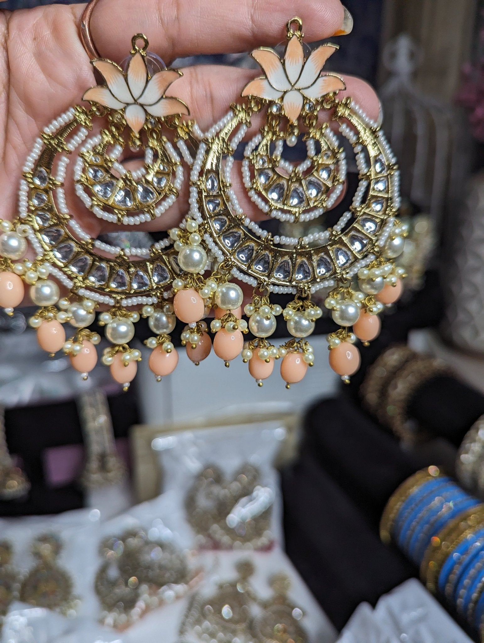 Beautiful hanging earrings jewellery - KundanByNadia