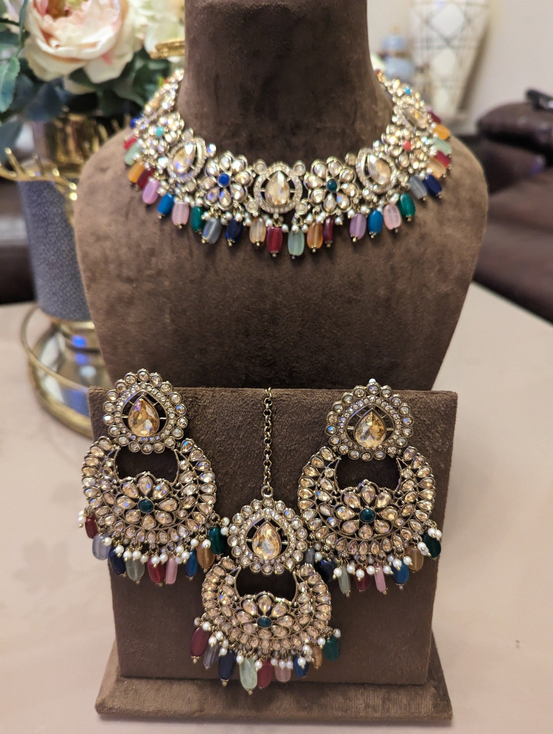 Beautiful kundan champagne colour necklace jewellery - KundanByNadia