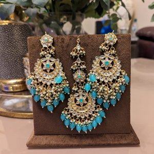 Light Blue Duo Set With Tikka - KundanByNadia