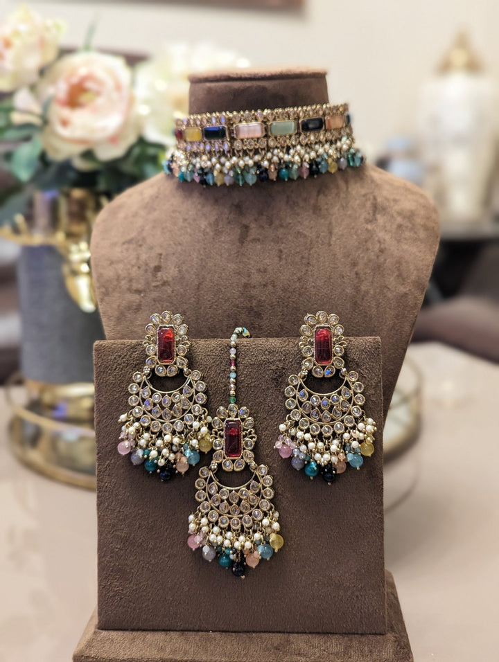 Multicoloured necklace jewellery sets - KundanByNadia