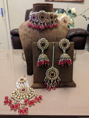 Pink bridal necklace jewellery set - KundanByNadia