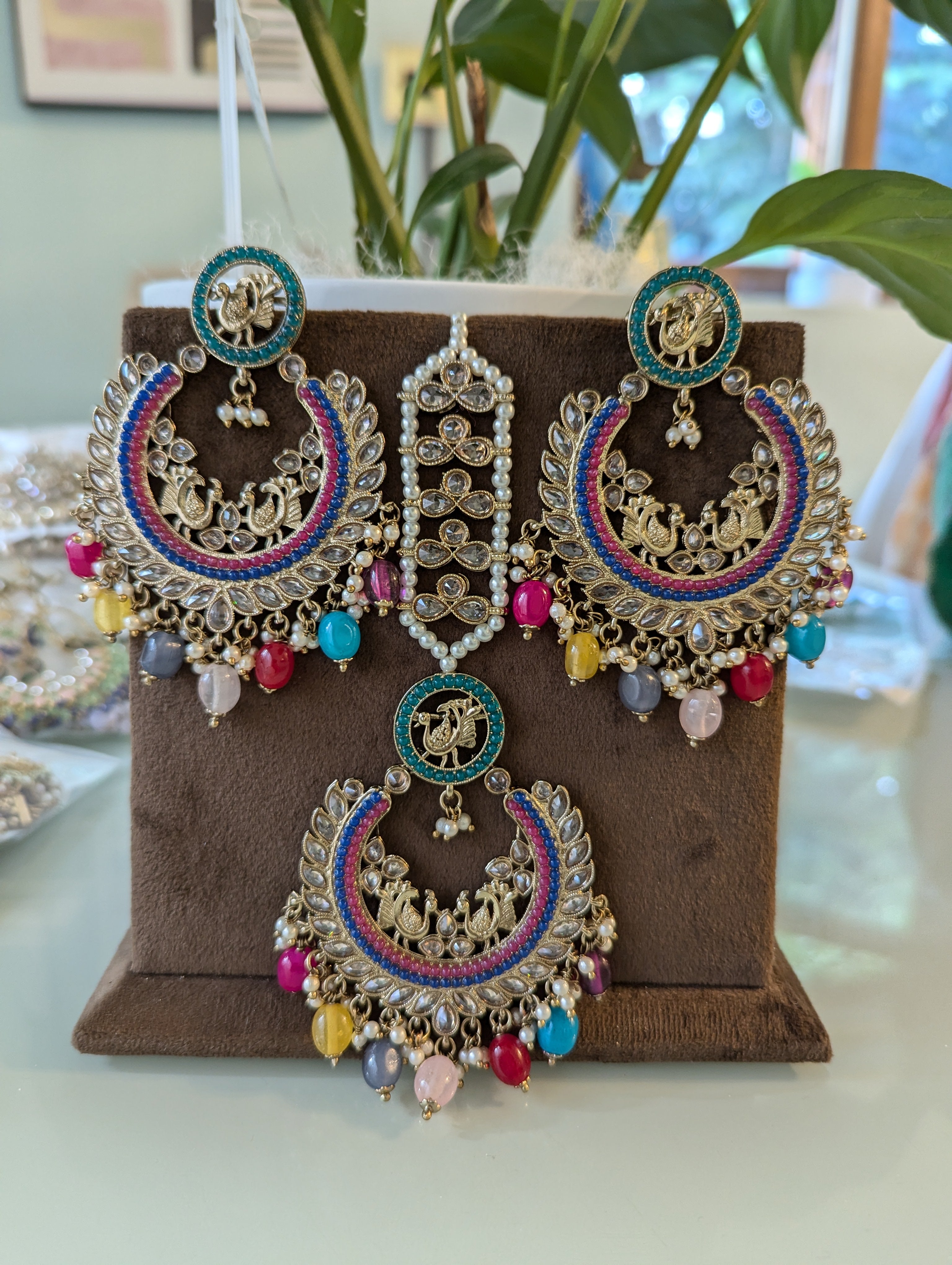 Multicoloured oversized earrings obbssessed jewellery set