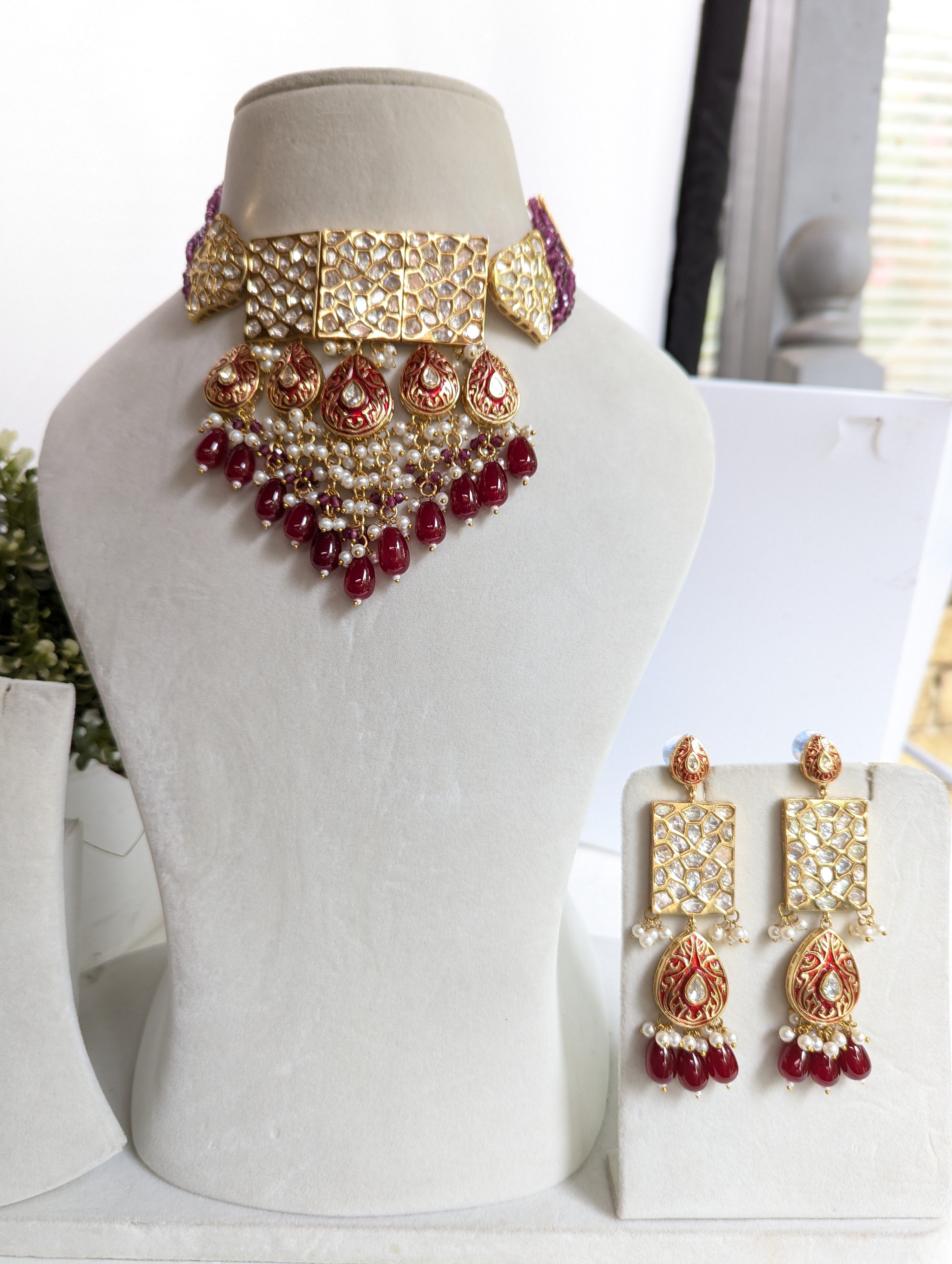 574/575/578/577 Tyani kundan beautiful bridal necklace jewellery set with hanging beads