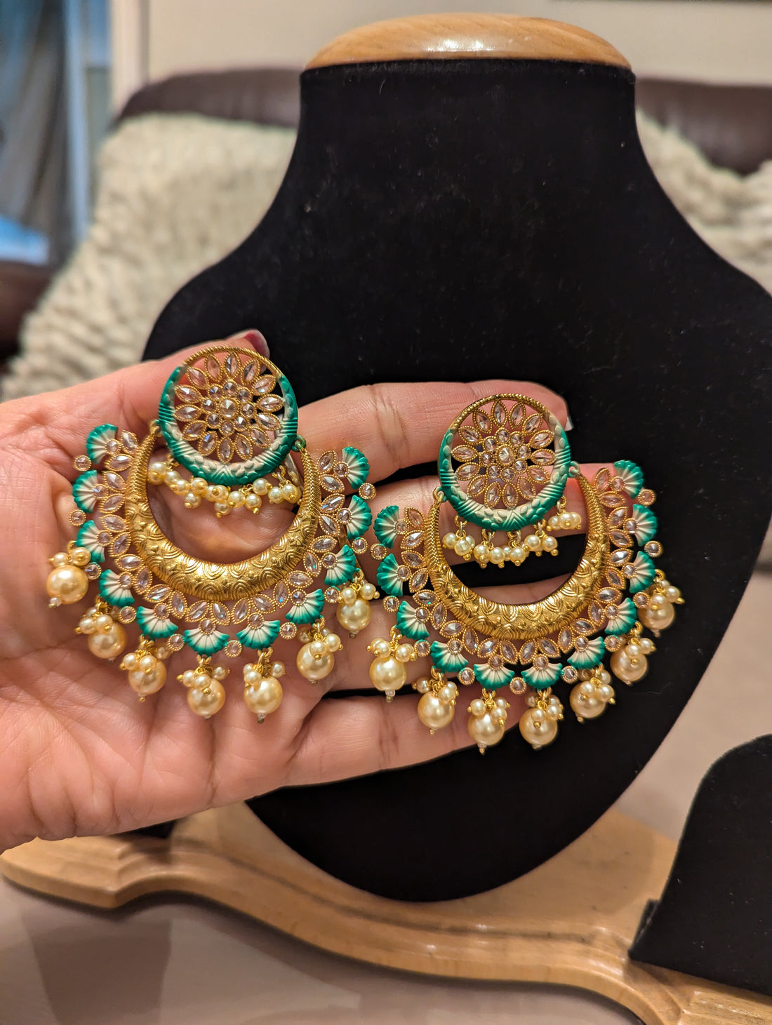 Chand Bali style earrings jewellery set