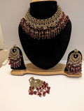 Maroon Red  Kundan Necklace