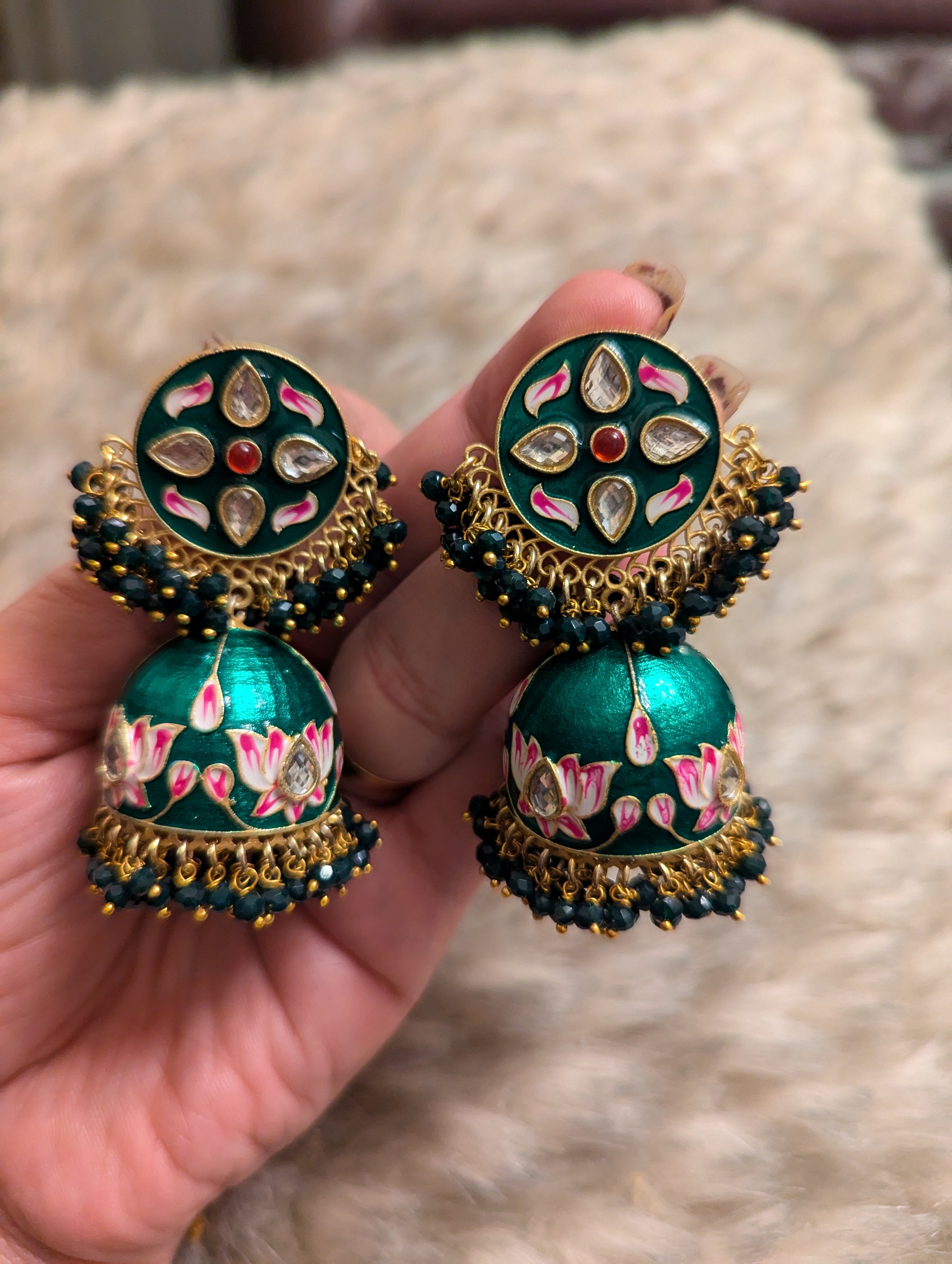 Kundan oversized earrings jhumki jewellery set