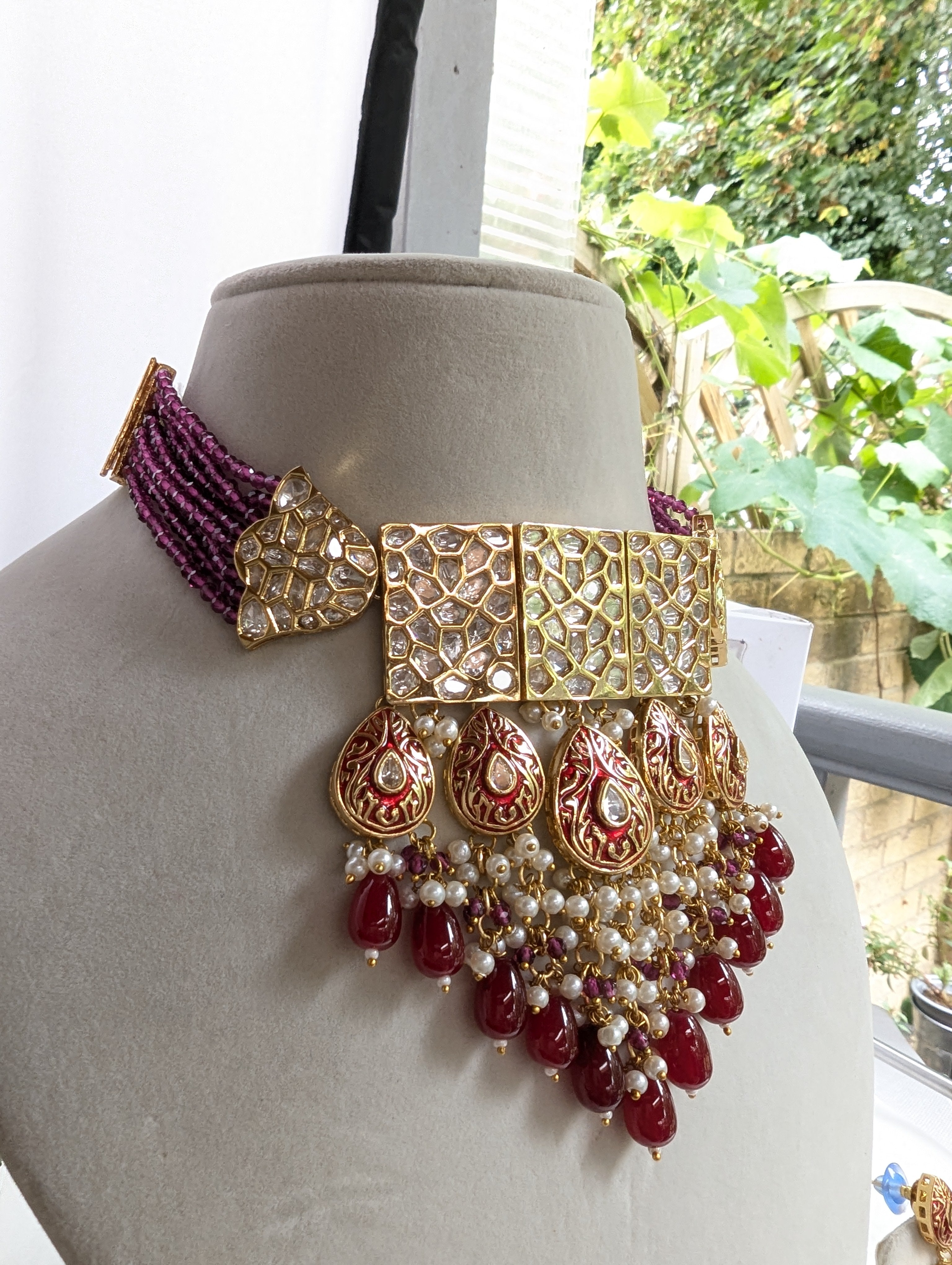 574/575/578/577 Tyani kundan beautiful bridal necklace jewellery set with hanging beads