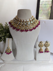 Stunning bridal necklace jewellery set with kundan earrings