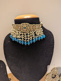 Powder Pink Blue Kundan Necklace