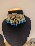 Powder Pink Blue Kundan Necklace