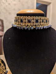 470 blue chokkar necklace jewellery set