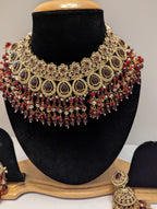 Maroon Green  Kundan Necklace