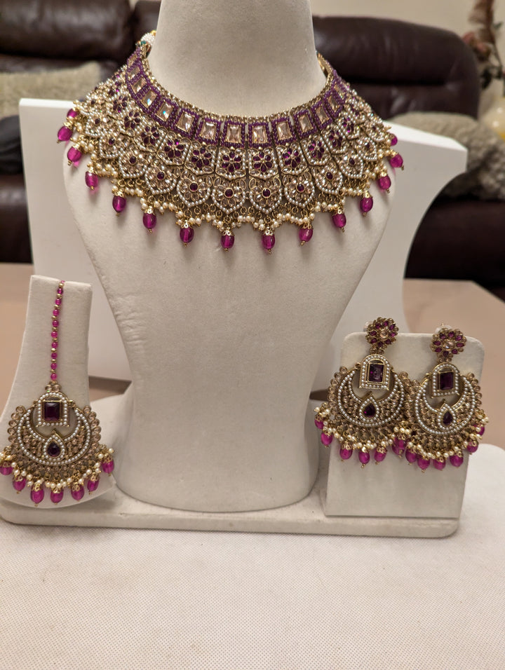 56 purple oversized bridal necklace jewellery y