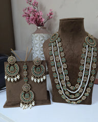 Long mala 3 layers bridal necklace jewellery set