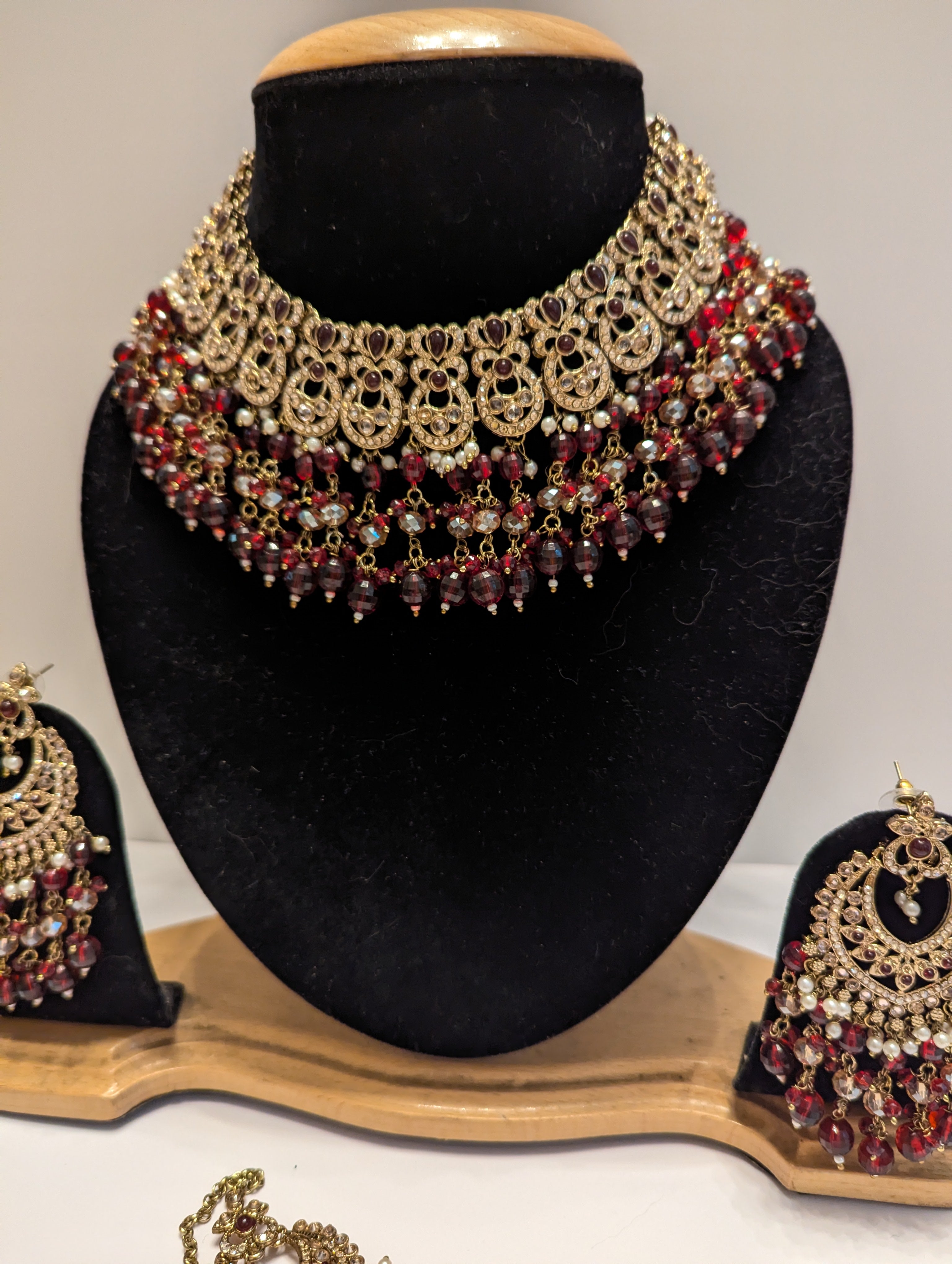 Maroon Red  Kundan Necklace
