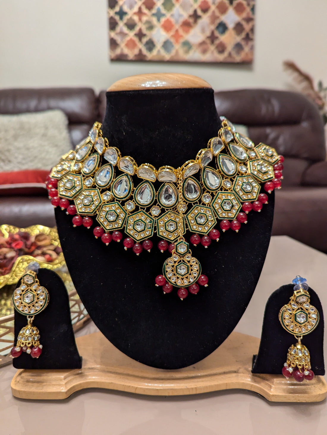 BRIDAL KUNDAN CHOKKAR NECKLACE JEWELERY SET