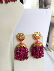 372 hot pink and purple necklace jewellery set Tyani kundan