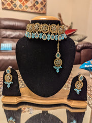 537 sky blue necklace jewellery set