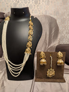 Hydrabadi Kundan Long Pearl Mala Haar Necklace