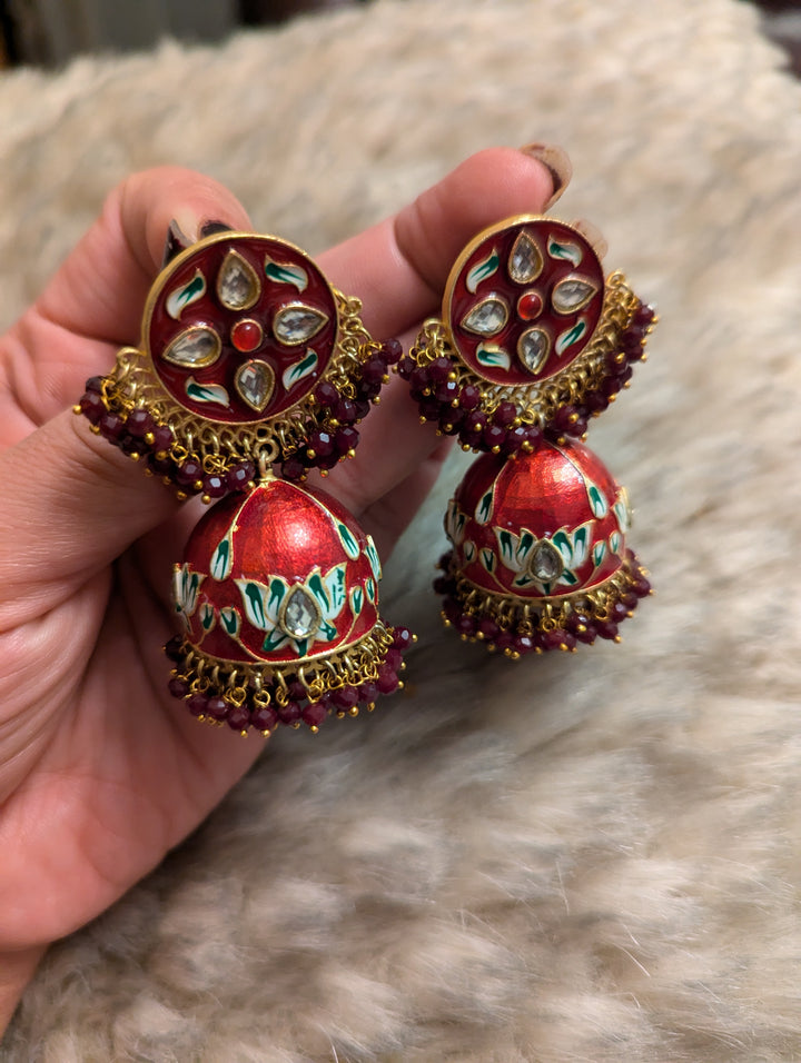 Kundan oversized earrings jhumki jewellery set