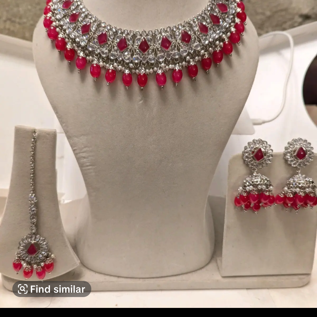 Red Necklace kundan Jewelery