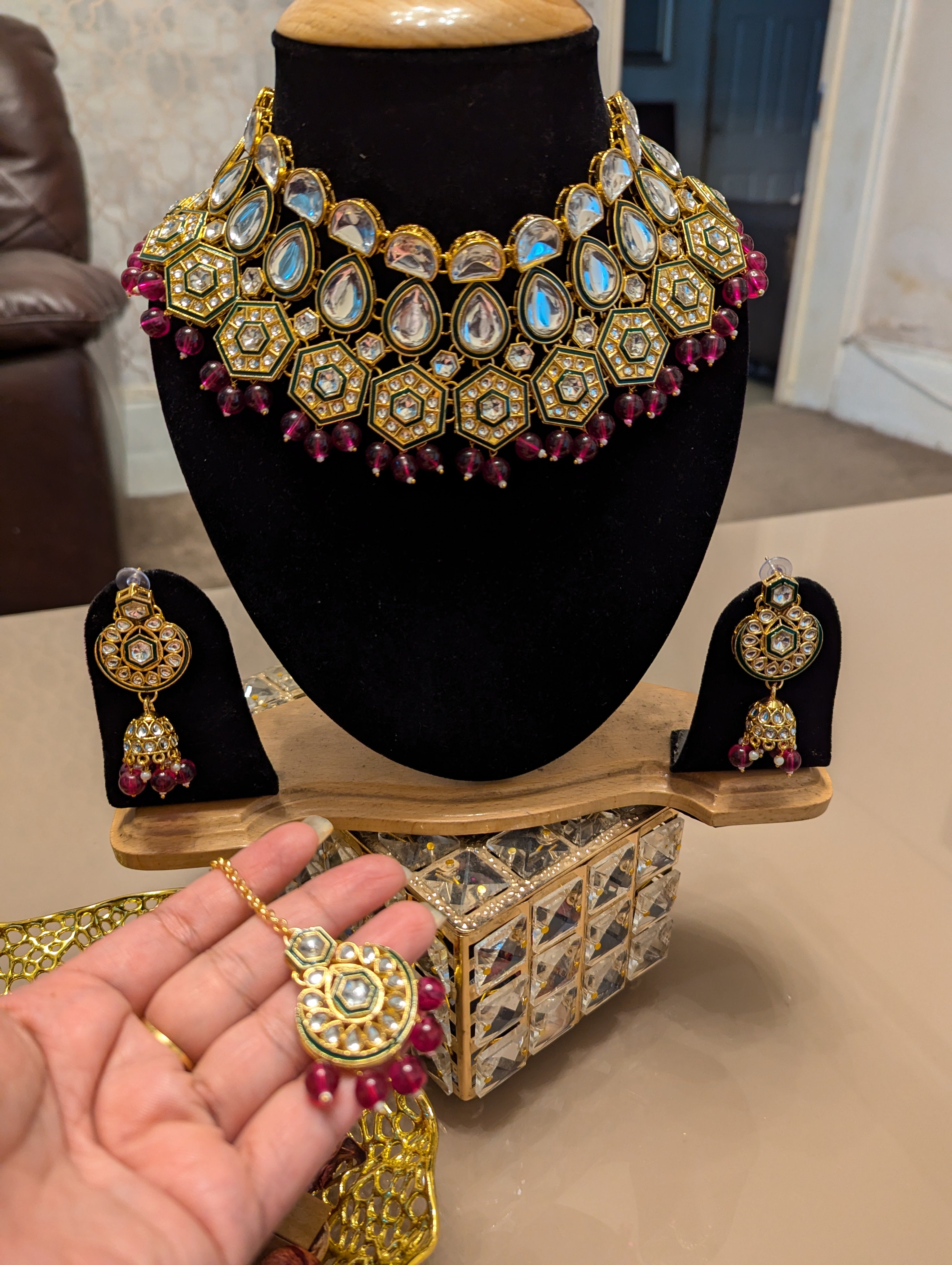 BRIDAL KUNDAN CHOKKAR NECKLACE JEWELERY SET