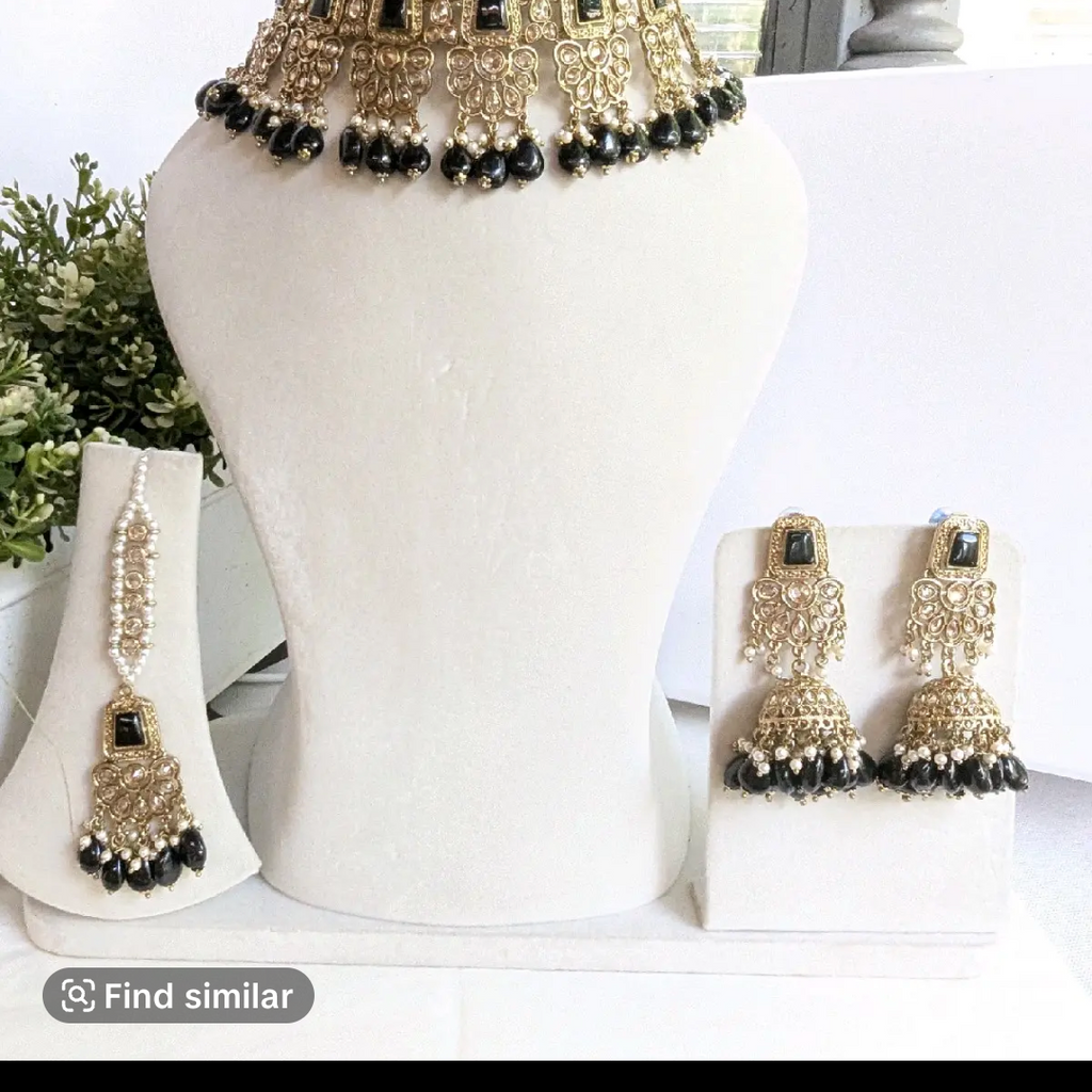 Black  Necklace kundan Jewelery (