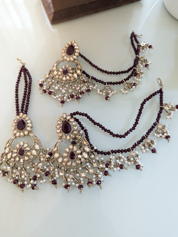 Earrings with saharay with tikka jewellery set