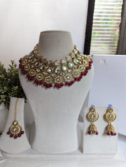 Stunning bridal necklace jewellery set with kundan earrings