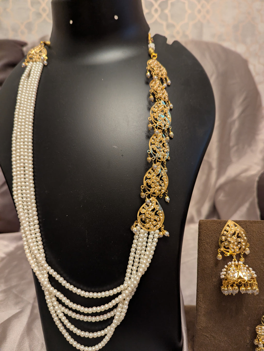 Hydrabadi Kundan Long Pearl Mala Haar Necklace