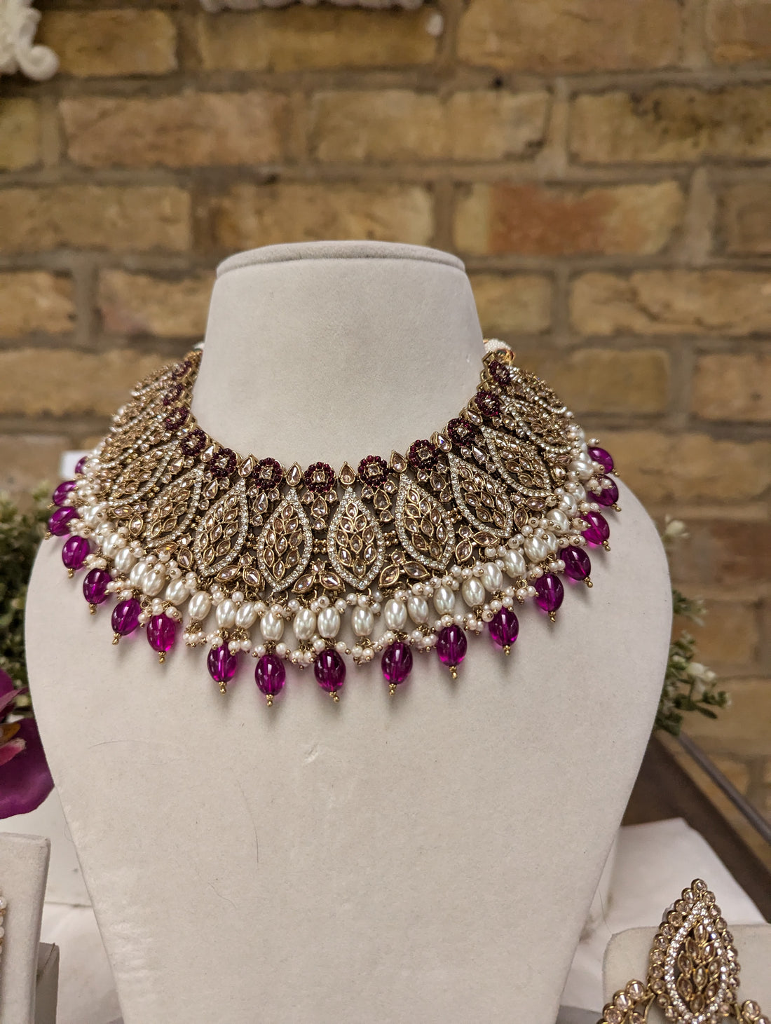 641 purple necklace jewellery set semi bridal jewellery