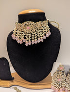 Powder Pink Blue Kundan Necklace